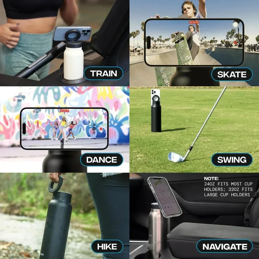 Water Bottle with Magnetic Tripod